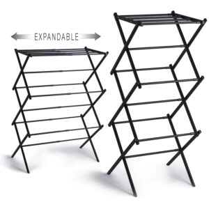 BINO 3-Tier Expandable Collapsing Foldable Laundry Drying Rack, Black